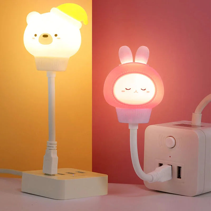 LED Chlidren USB Night Light Cute Cartoon Night Lamp Bear Remote Control for Baby Kid Bedroom Decor Bedside Lamp Christmas Gift